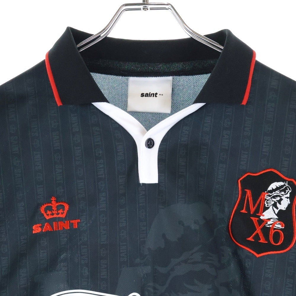 SAINT MICHAEL(セントマイケル) SOCCER SHIRT FAITH A24AP02CU SM-YS1-0000-020 メッシュサッカーシャツ 長袖カットソー ブラック