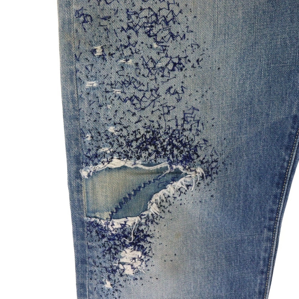 KAPITAL(キャピタル) DAMAGED DENIM PANTS 刺し子 ダメージ加工ジーンズ デニムパンツ デニムパンツ インディゴ EK-780