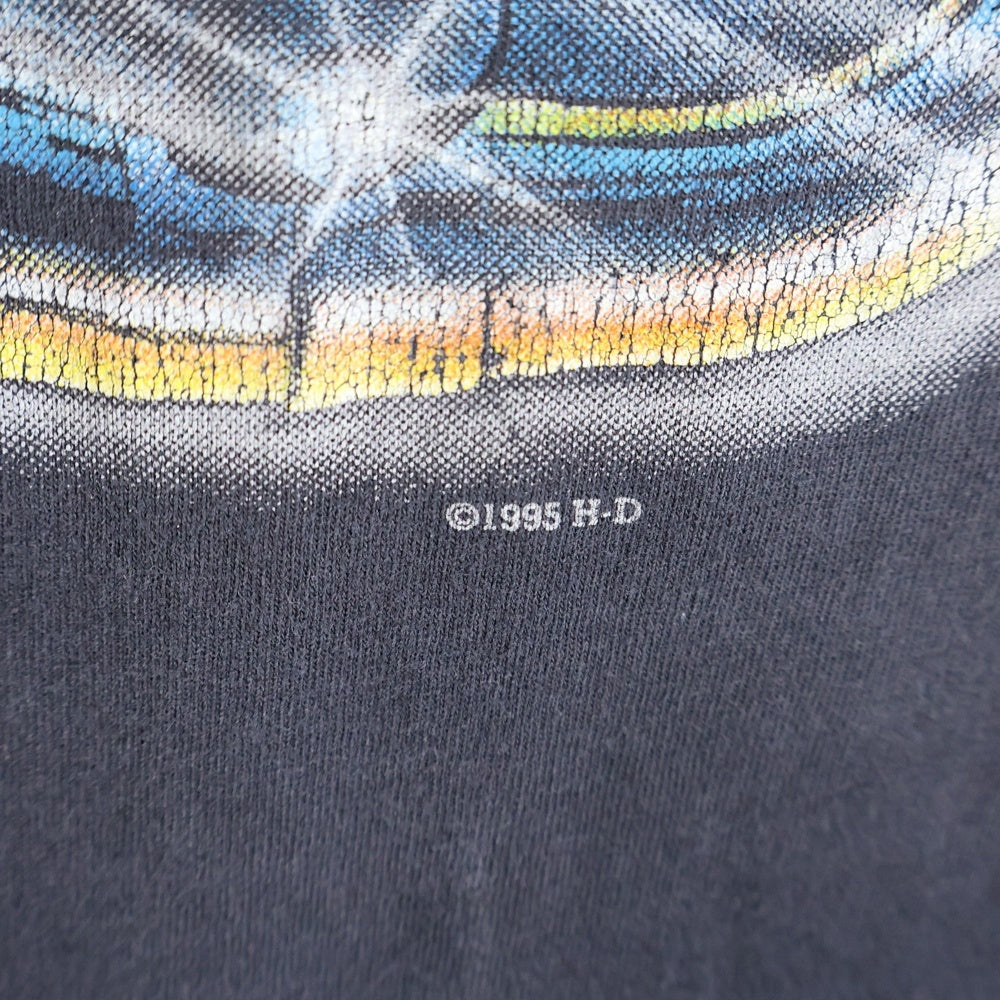 HARLEY DAVIDSON(ハーレーダビッドソン) 90s VINTAGE JUST RIDE IT TWIN ENGINE TEE エンジンプリント 1995 半袖Tシャツ ブラック