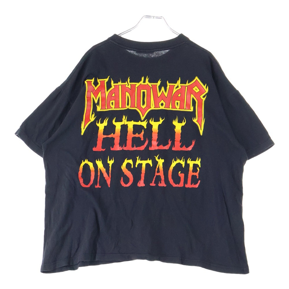 VINTAGE(ヴィンテージ) 90s MANOWAR HELL ON STAGE 1998 TOUR TEE REDWOODボディ マノウォー 半袖Tシャツ バンドTシャツ ブラック
