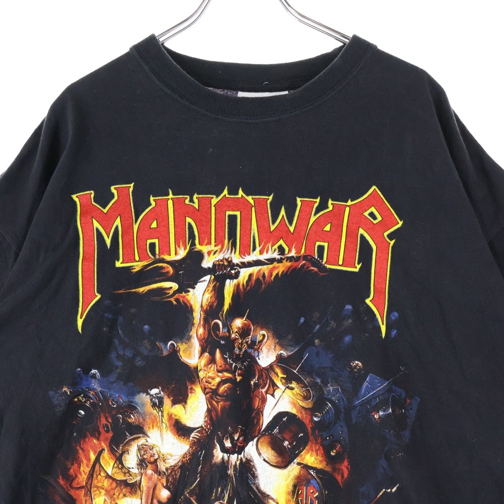 VINTAGE(ヴィンテージ) 90s MANOWAR HELL ON STAGE 1998 TOUR TEE REDWOODボディ マノウォー 半袖Tシャツ バンドTシャツ ブラック