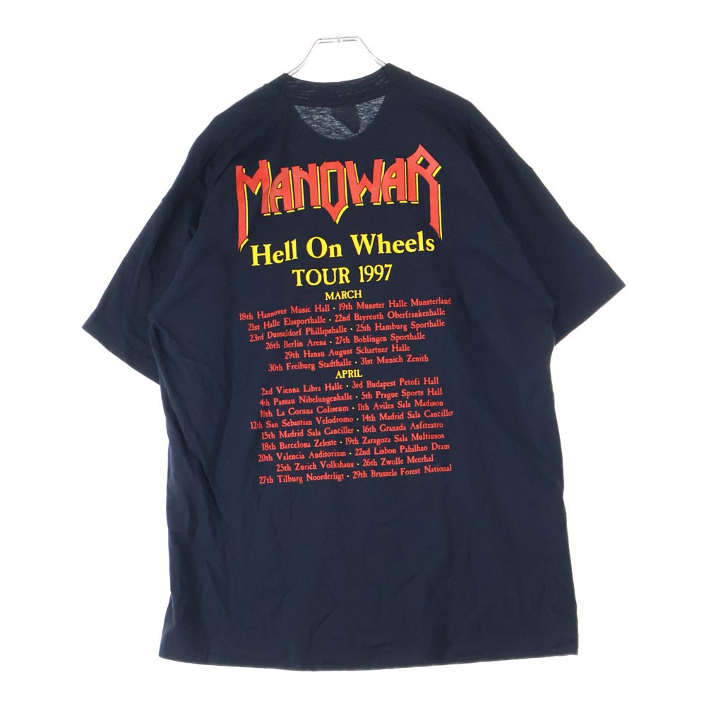 VINTAGE(ヴィンテージ) 90s MANOWAR LOUDER THAN HELL 1997 TEE SCREEN STARSボディ マノウォー 半袖Tシャツ バンドTシャツ ブラック