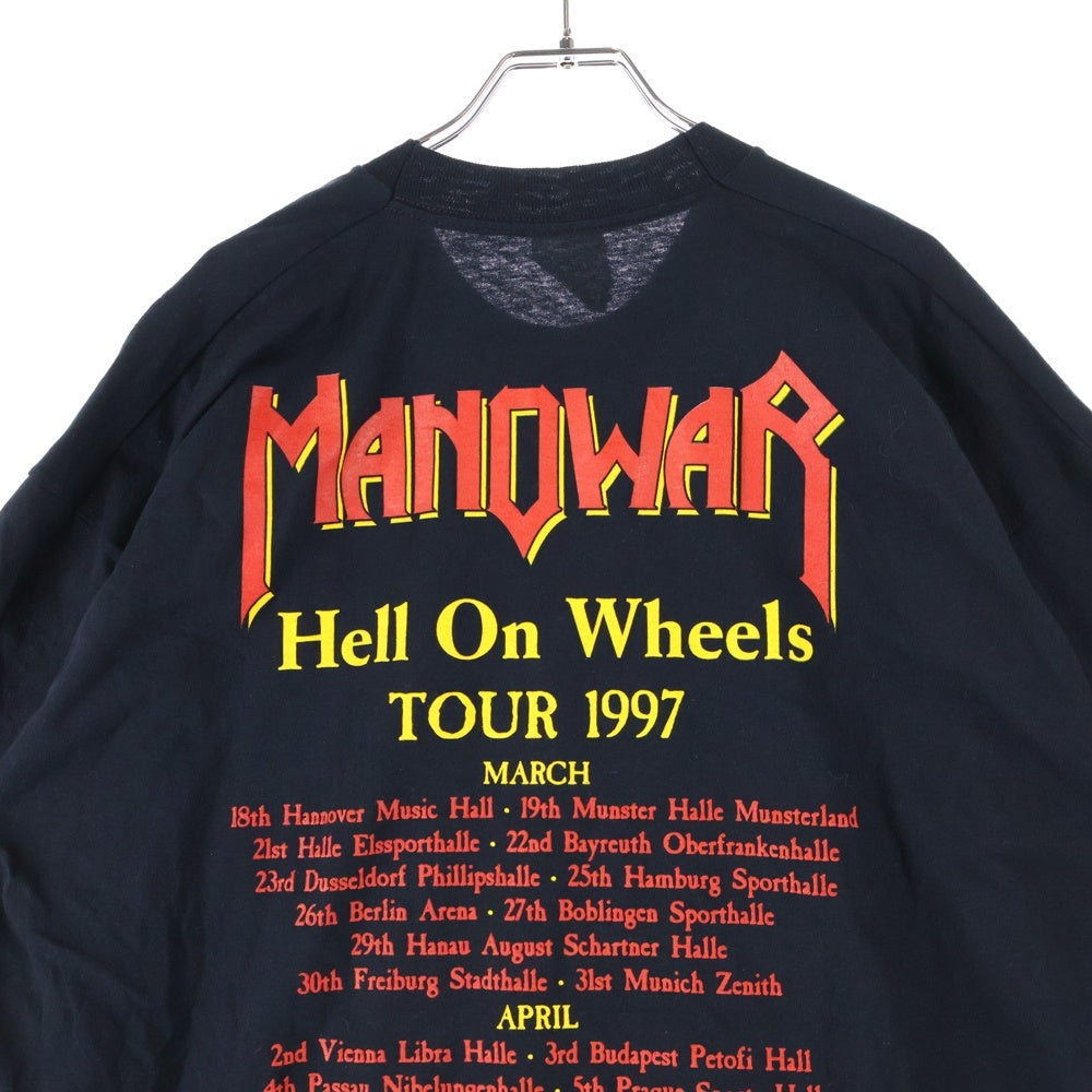 VINTAGE(ヴィンテージ) 90s MANOWAR LOUDER THAN HELL 1997 TEE SCREEN STARSボディ マノウォー 半袖Tシャツ バンドTシャツ ブラック