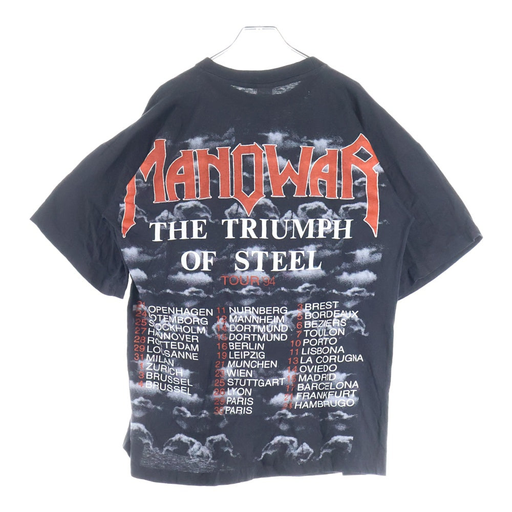 VINTAGE(ヴィンテージ) 90s MANOWAR THE TRIUMPH OF STEEL TEE ノウォー 半袖Tシャツ バンドTシャツ ブラック