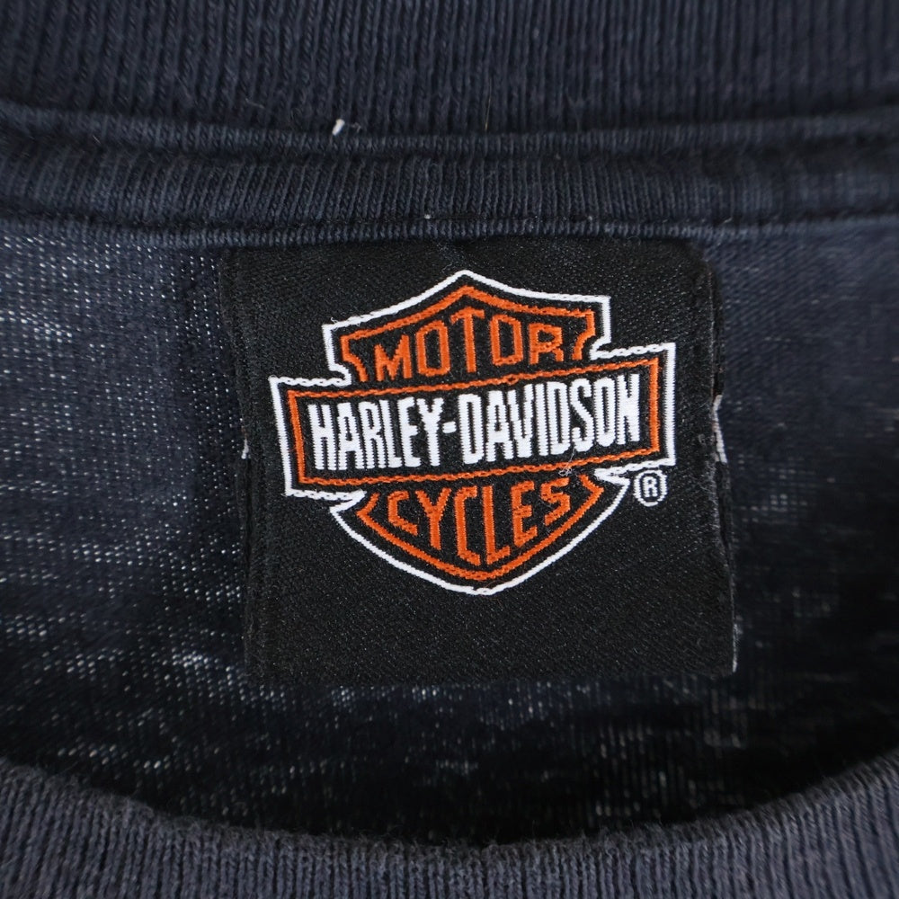 HARLEY DAVIDSON(ハーレーダビッドソン) 00s VINTAGE INFERNO FLAMES L/S TEE 2006 ヴィンテージ インフェルノフレイムス 袖ファイヤー 長袖Tシャツ クルーネック ブラック