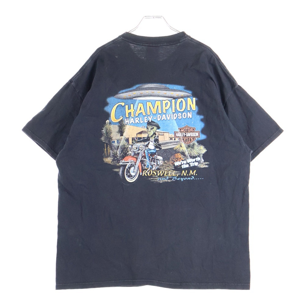 HARLEY DAVIDSON(ハーレーダビッドソン) 00s VINTAGE ENGINE FLAMES TEE 2001 ヴィンテージ フレイムスエンジン ファイヤー 半袖Tシャツ クルーネック ブラック