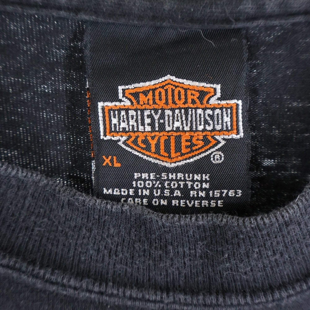 HARLEY DAVIDSON(ハーレーダビッドソン) 00s VINTAGE ENGINE FLAMES TEE 2001 ヴィンテージ フレイムスエンジン ファイヤー 半袖Tシャツ クルーネック ブラック