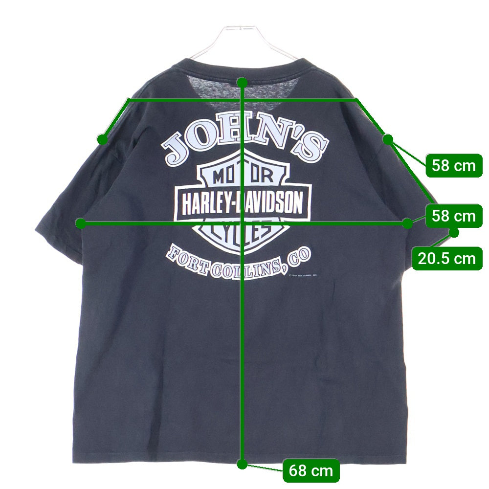 HARLEY DAVIDSON(ハーレーダビッドソン) 90s VINTAGE EAGLE VLOGO TEE イーグル Vロゴ プリント 1993 半袖Tシャツ ブラック