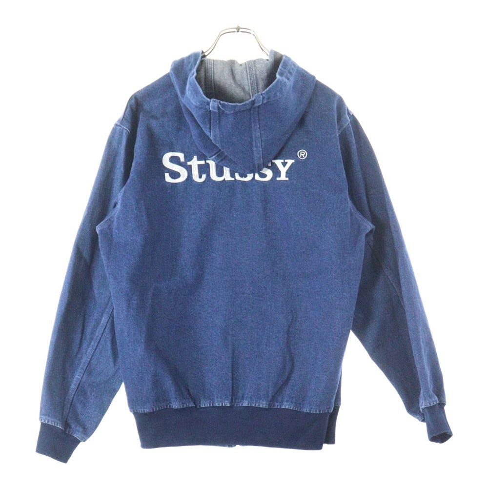 STUSSY(ステューシー) DENIM ZIP HOODIE デニム ジップアップ フーディージャケット ブルー