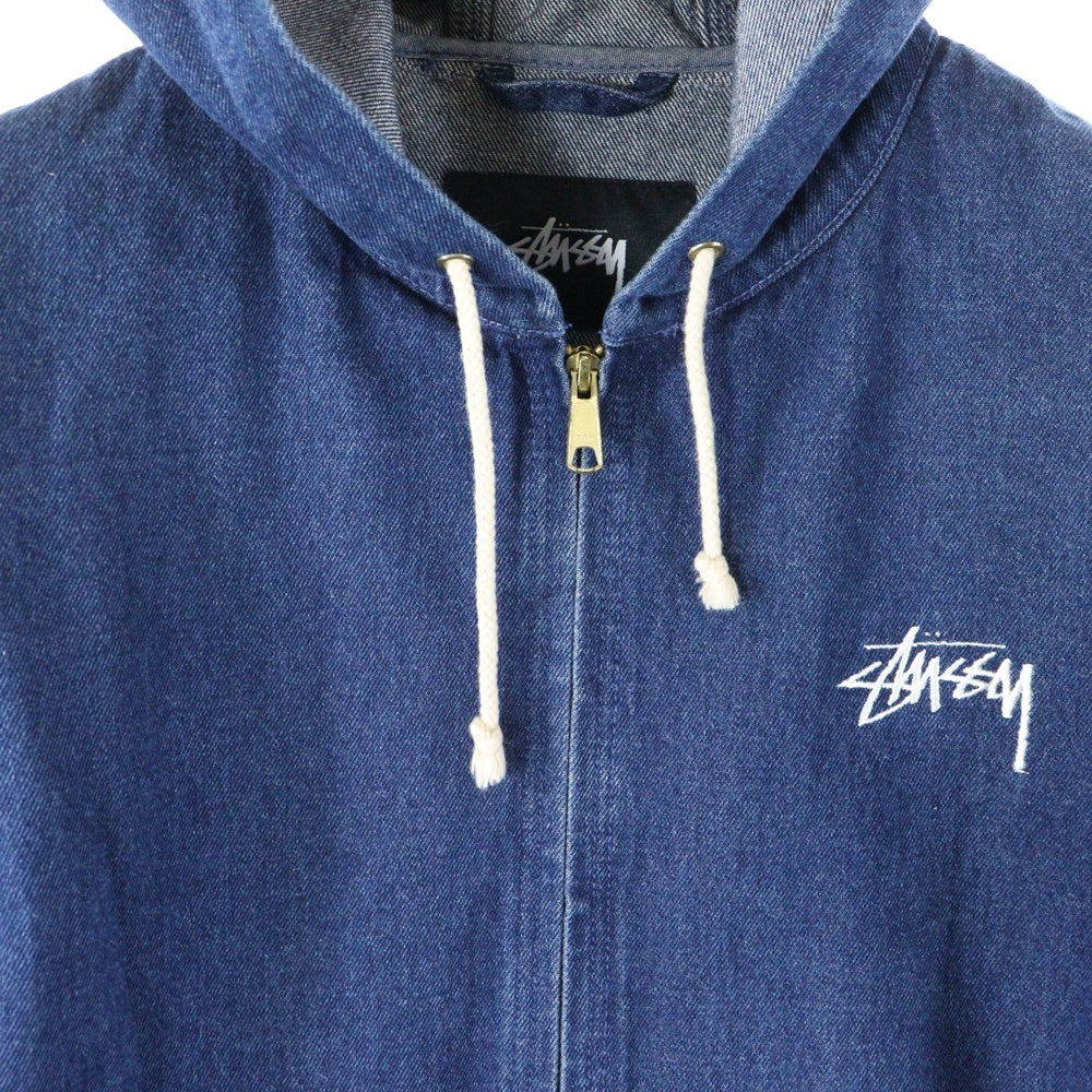STUSSY(ステューシー) DENIM ZIP HOODIE デニム ジップアップ フーディージャケット ブルー
