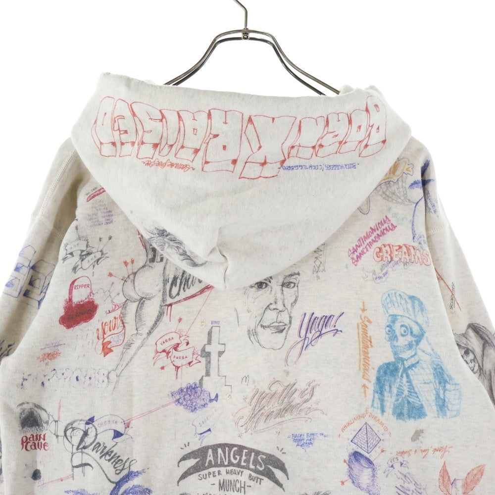 SAINT MICHAEL(セントマイケル) 24SS ×BORN RAISED BR HOODIE LA ボーンレイズド グラフィックプリント スタッズ装飾 プルオーバースウェットパーカー フーディー マルチ SM-YS8-0000-C11