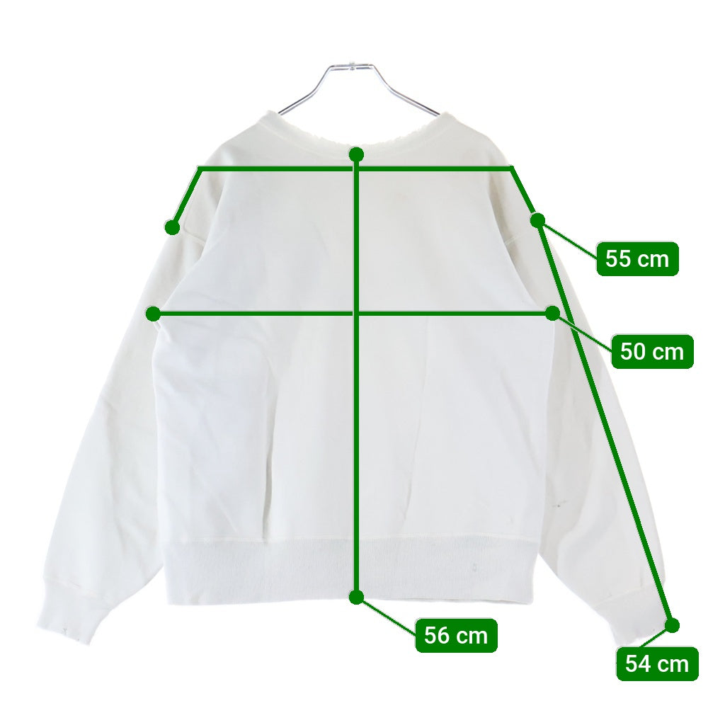 SAINT MICHAEL(セントマイケル) X BerBerJin BJ CREW NECK SWEAT YOUNG WHITE SM-HR8-0000-C38 ×ベルベルジン クルーネックスウェット ヤング ホワイト ダメージ加工