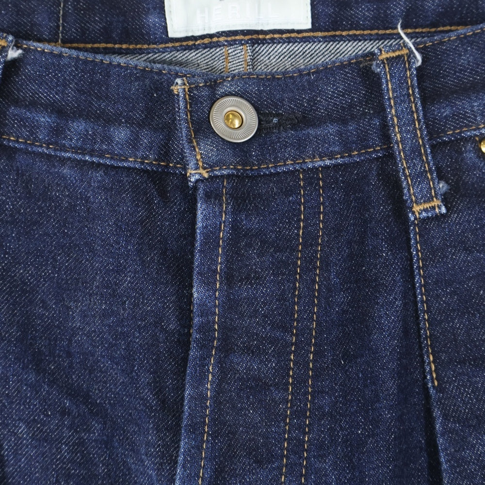 HERILL(ヘリル) 15oz 4PK TUCK DENIM PANTS タック入り デニムスラックス ワイドトラウザーズ リジット ジーンズ インディゴ 21-030-HL-8000-1