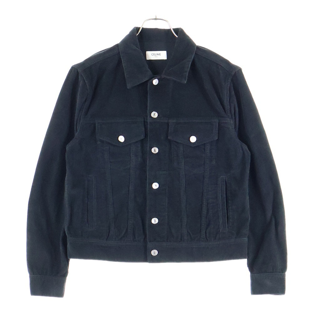 CELINE(セリーヌ) Corduroy Trucker Jacket ロゴワッペンコーデュロイトラッカージャケット 2Q757665W 08LH ブラック