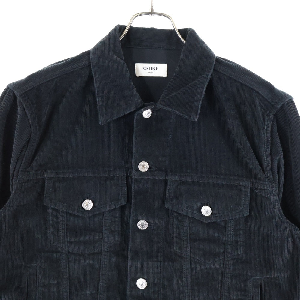 CELINE(セリーヌ) Corduroy Trucker Jacket ロゴワッペンコーデュロイトラッカージャケット 2Q757665W 08LH ブラック