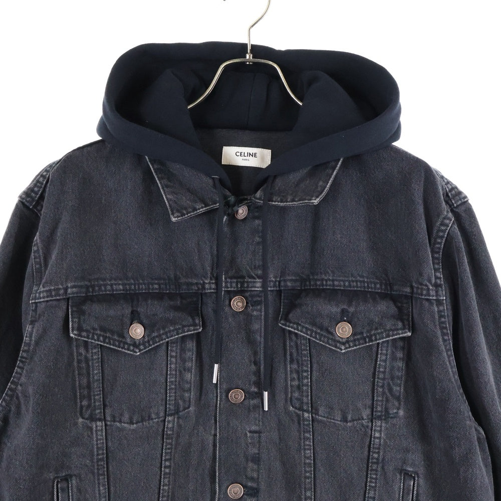 CELINE(セリーヌ) HOODED LOOSE TRUCKER JACKET 2Q472947F.38VB フード付き ルーズフィット トラッカージャケット ブラック