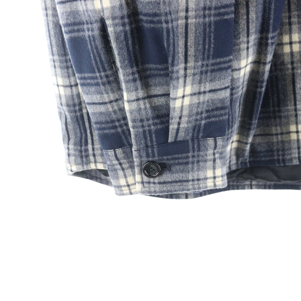 CELINE(セリーヌ) HOODED CHECK SHIRTS JACKET 2W65B912X.07MR フード付き チェックシャツジャケット オーバーサイズ ネイビー
