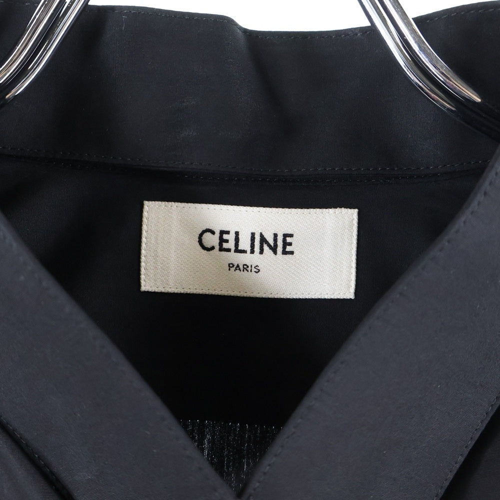CELINE(セリーヌ) LOOSE SHIRT WITH INVERTED COLLAR IN COTTON POPLIN 2C58B091F.38NO トリオンフ刺繍 インバーテッドカラールーズ長袖シャツ ブラック