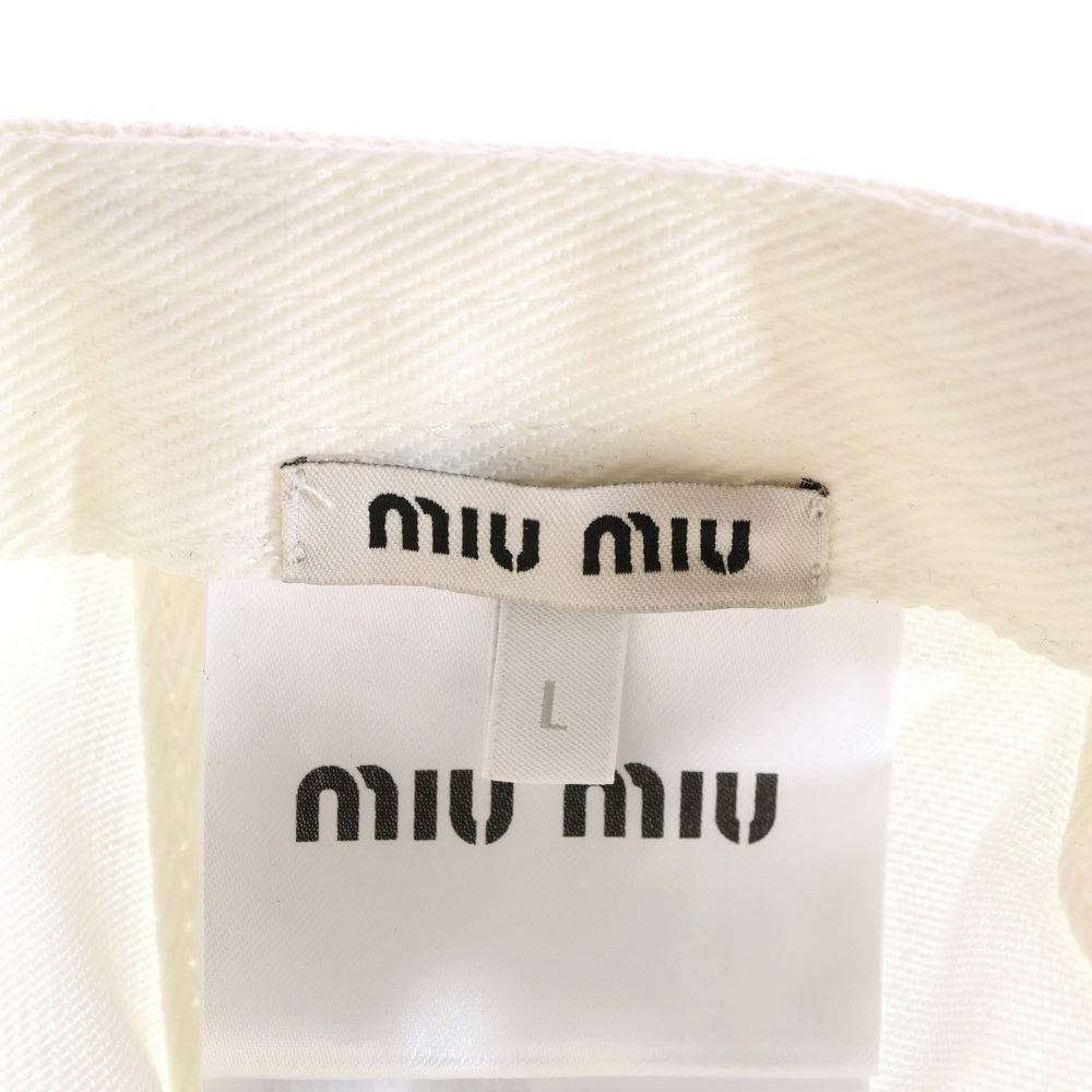 miumiu(ミュウミュウ) Baseball drill Blanc Cap 5HC369 ベースボールキャップ ドリル ロゴ刺繍 ホワイト/ブラック