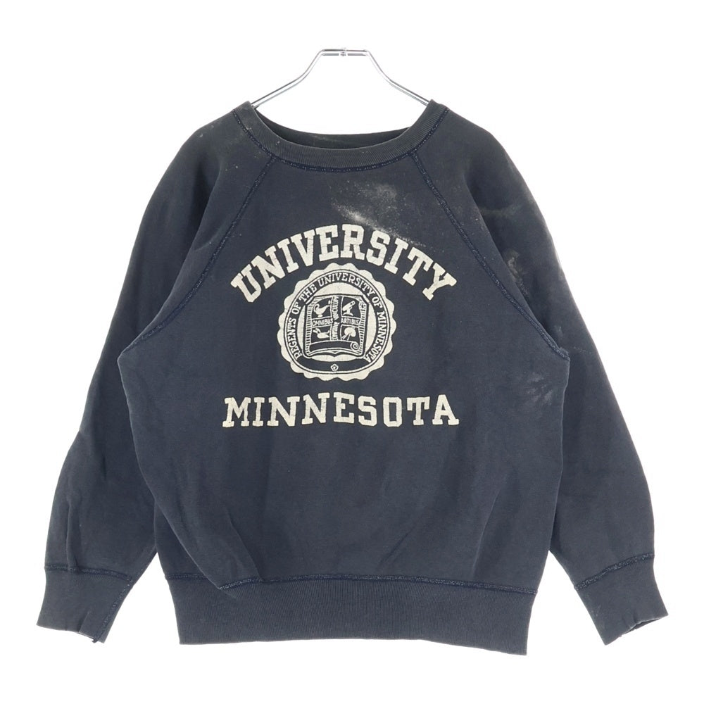 CHAMPION(チャンピオン) 60S UNIVERSITY MINNESOTA FLOCKY SWEAT RUN TAG 大文字ランタグ フロッキー スウェット ブラック