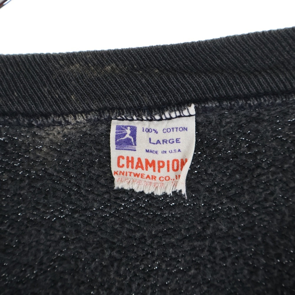 CHAMPION(チャンピオン) 60S UNIVERSITY MINNESOTA FLOCKY SWEAT RUN TAG 大文字ランタグ フロッキー スウェット ブラック