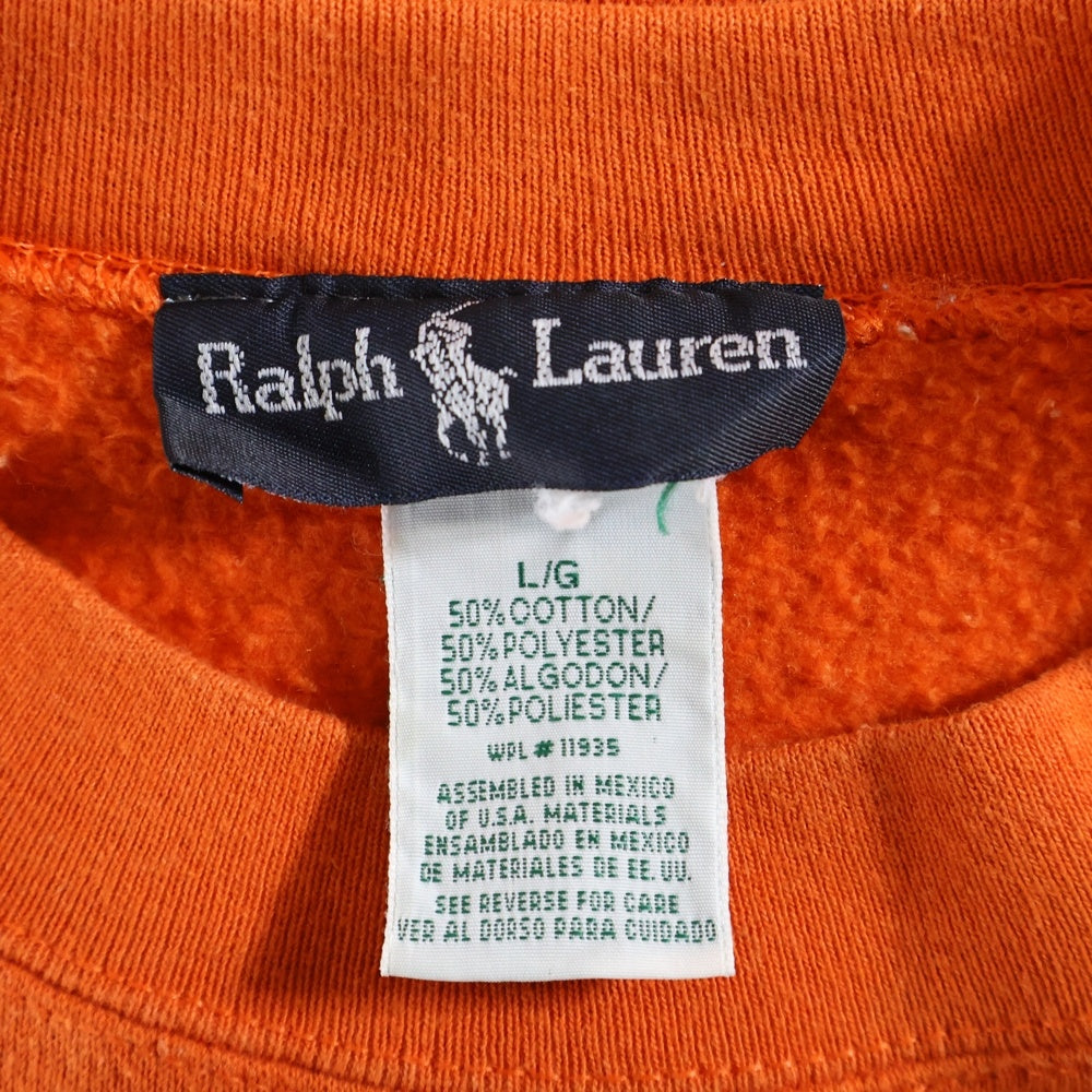 RALPH LAUREN(ラルフローレン) 90S PULLOVER LOGO SWEAT ロゴ刺繍 スウェット オレンジ
