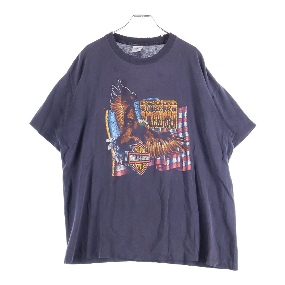 HARLEY DAVIDSON(ハーレーダビッドソン) 90S VINTAGE PROUD TO BE AN A AMERICAN 両面プリント 半袖Tシャツ カットソー ブラック
