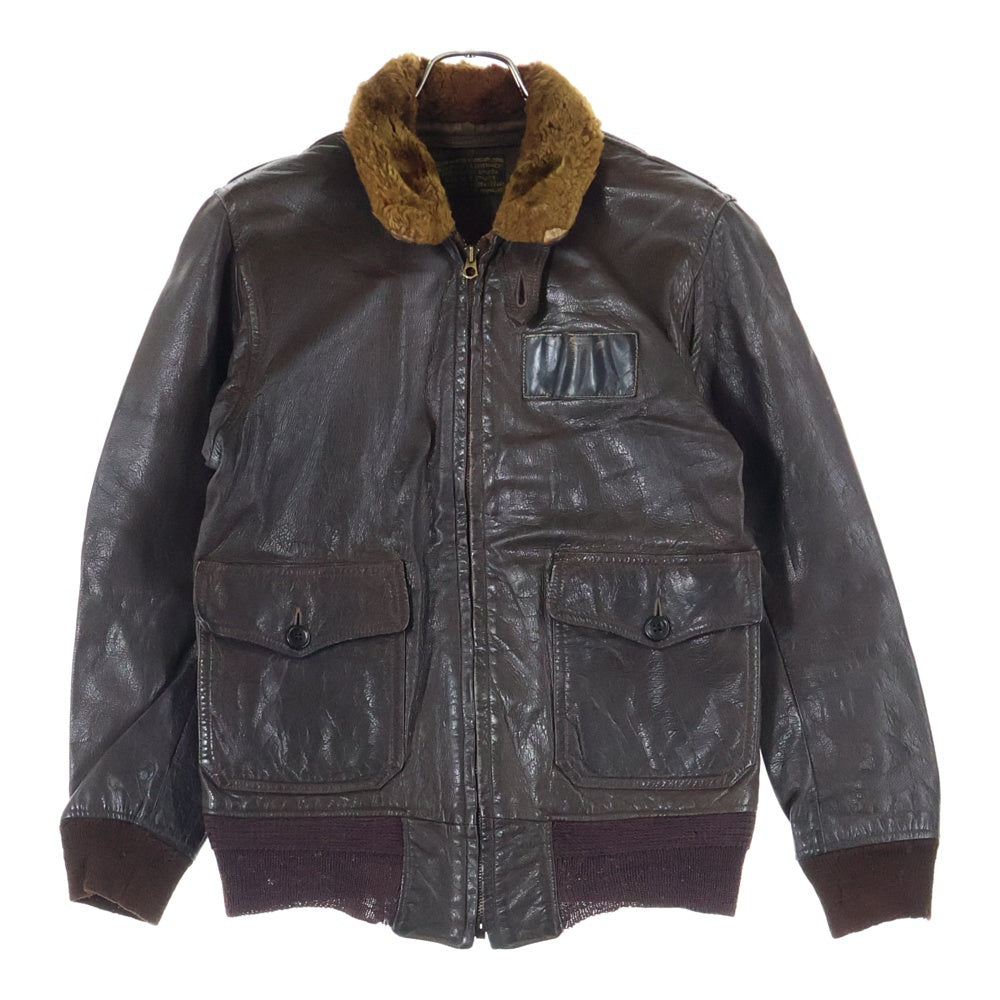 VINTAGE(ヴィンテージ) 40s U.S NAVY AN-J-3A FLIGHT JACKET TALONZIP MONARCH社製 1944 ユーエスネイビー フライトジャケット レザー ブラウン