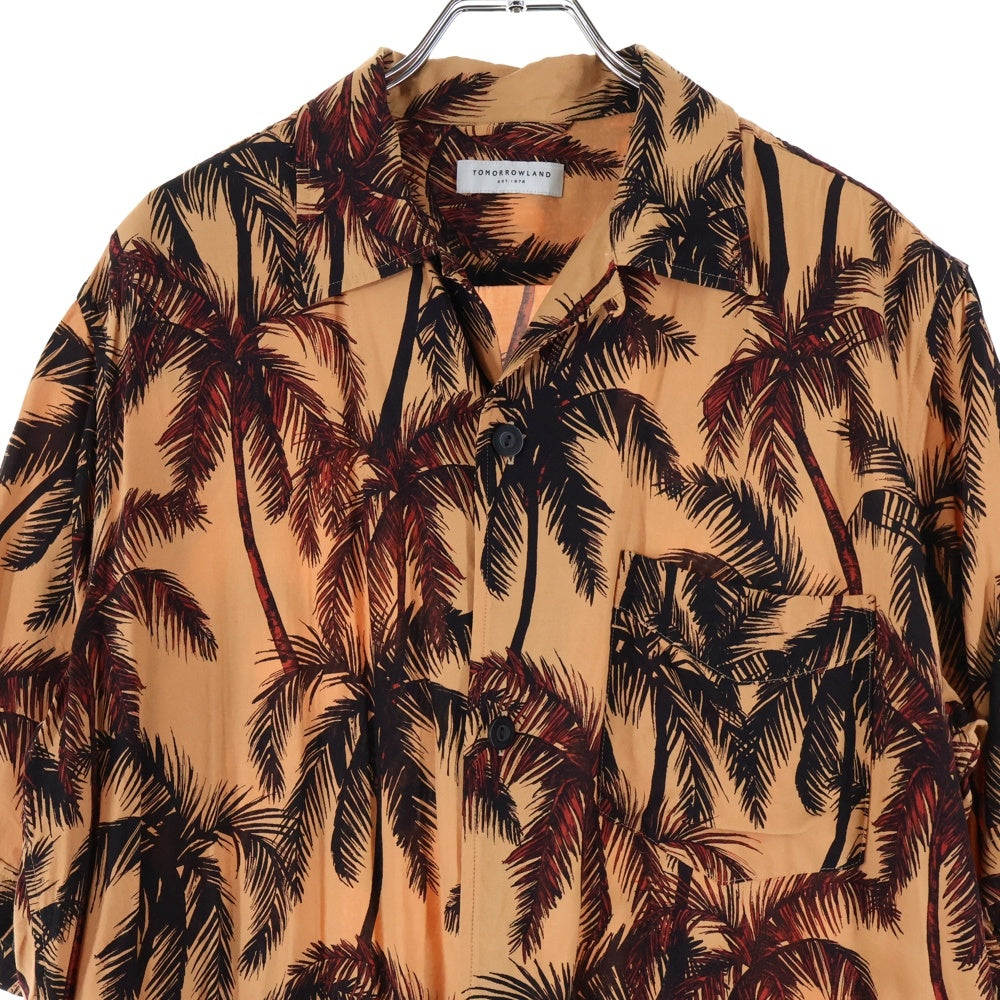 TOMORROWLAND(トゥモローランド) リーフ総柄 半袖胸ポケットシャツ オレンジ DS006