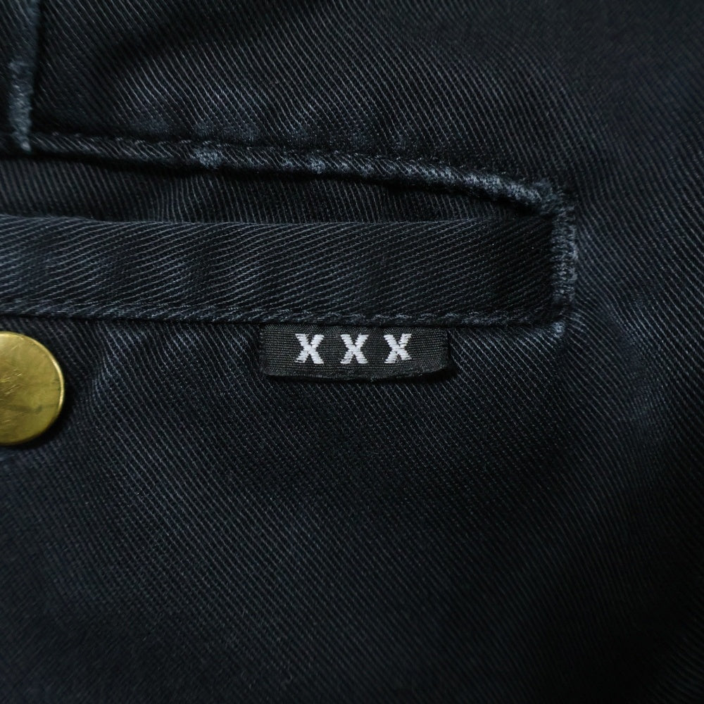 GOD SELECTION XXX(ゴッドセレクショントリプルエックス) ブラック チノパン ポケットロゴラベル パンツ