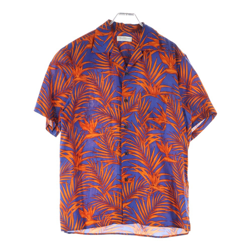 TOMORROWLAND(トゥモローランド) リーフ総柄 半袖胸ポケットシャツ オレンジ/ブルー WS019CU