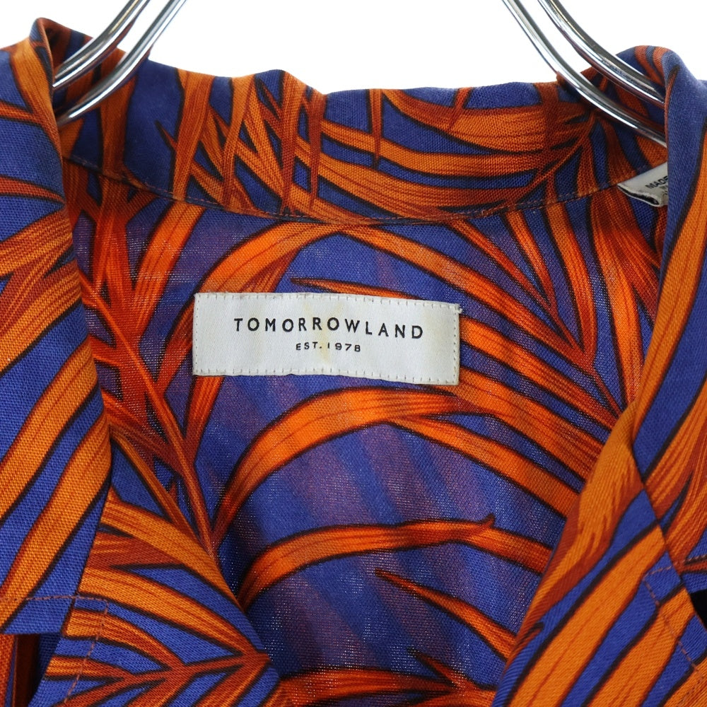 TOMORROWLAND(トゥモローランド) リーフ総柄 半袖胸ポケットシャツ オレンジ/ブルー WS019CU