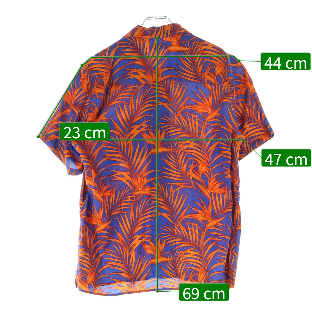 TOMORROWLAND(トゥモローランド) リーフ総柄 半袖胸ポケットシャツ オレンジ/ブルー WS019CU