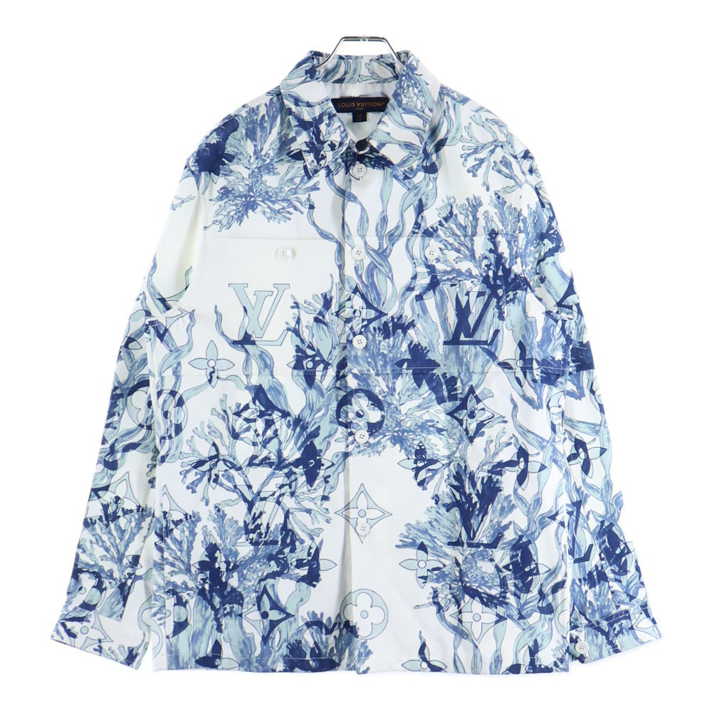LOUIS VUITTON(ルイヴィトン) 23SS LVロゴプリンテッドコットンオーバー長袖シャツジャケット RM232M 26 HPB25W ホワイト/ブルー
