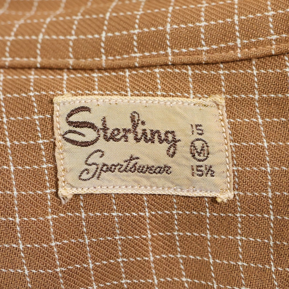 VINTAGE(ヴィンテージ) 40S STERLING L/S CHECK SHIRT スターリン プリント使用 フラップポケット チェック 長袖シャツ ブラウン/ホワイト