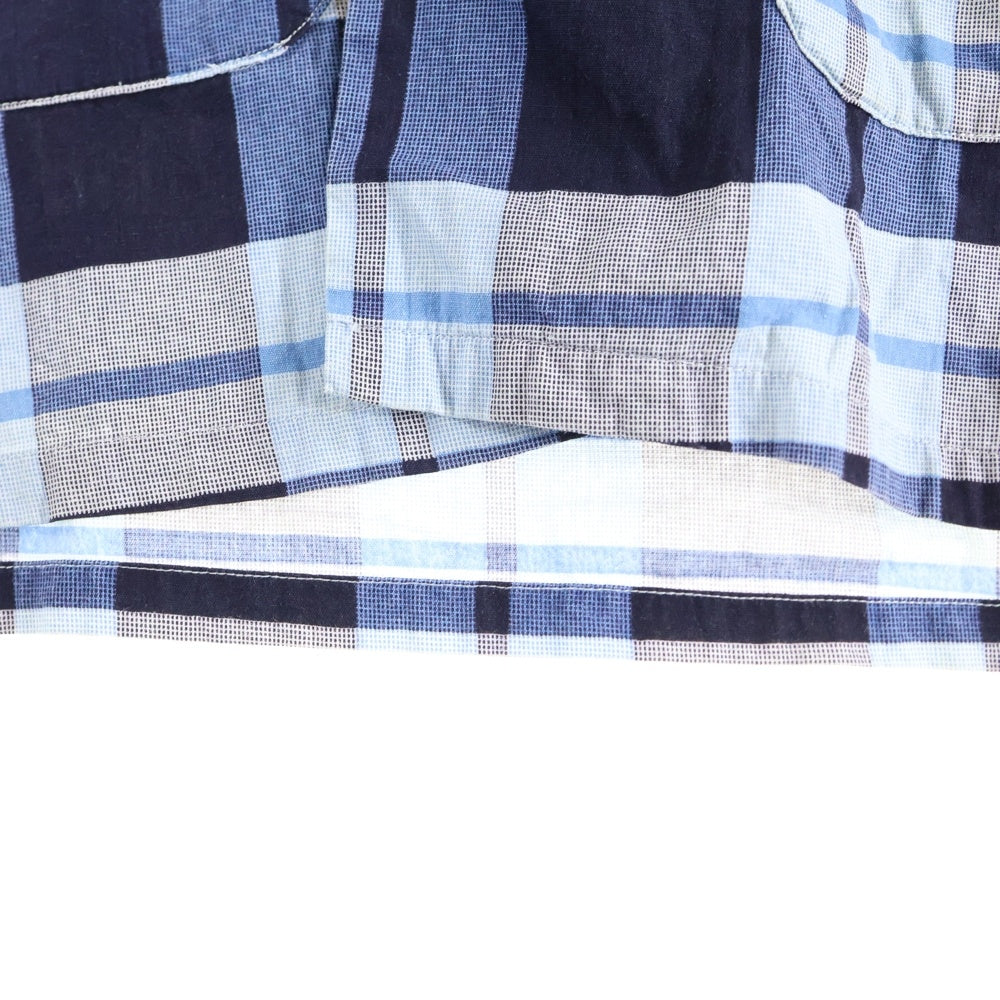 VINTAGE(ヴィンテージ) 50S CLUB LOUNGE BY WELDON L/S CHECK COVERALL SHIRT クラブ ラウンジ バイ ウェルドン カバーオールタイプ チェック 長袖シャツ ブルー/ホワイト