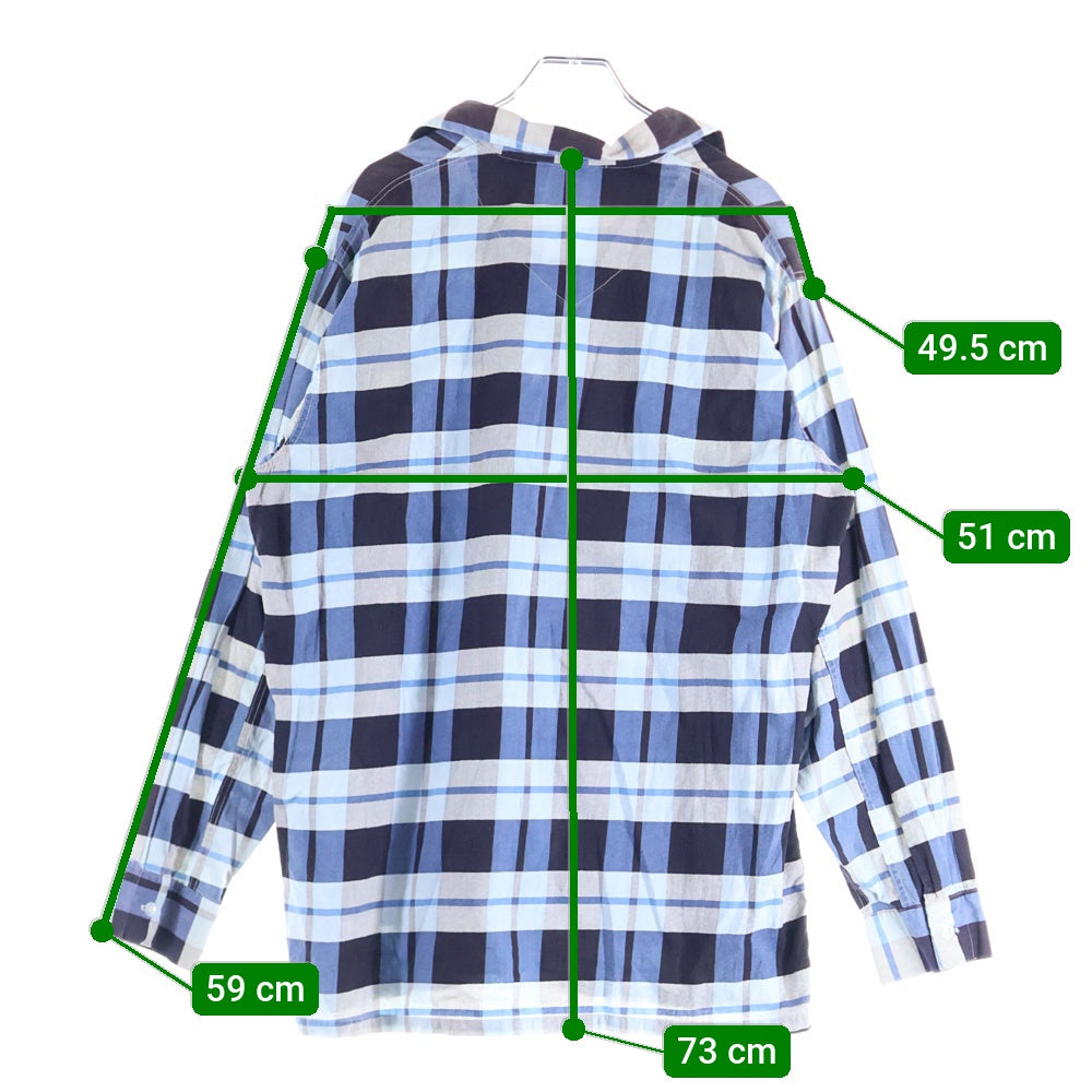 VINTAGE(ヴィンテージ) 50S CLUB LOUNGE BY WELDON L/S CHECK COVERALL SHIRT クラブ ラウンジ バイ ウェルドン カバーオールタイプ チェック 長袖シャツ ブルー/ホワイト