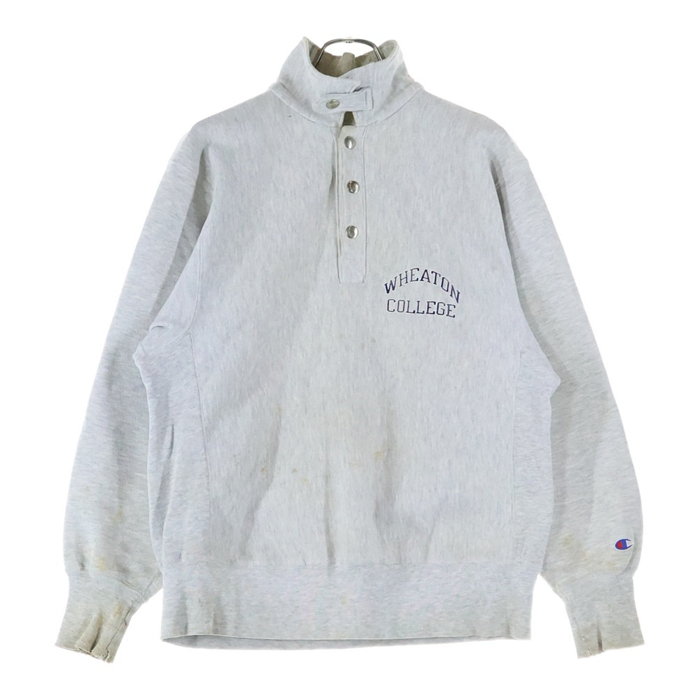 CHAMPION(チャンピオン) 80-90s REVERSE WEAVE WHEATON COLLEGE ハーフスナップボタン C刻印 スウェットトレーナー 長袖 グレー