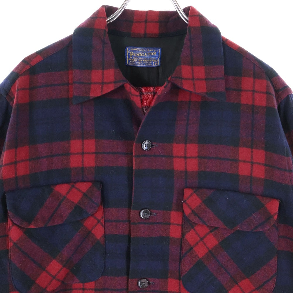 PENDLETON(ペンドルトン) 50S VINTAGE WOOL L/S CHECK SHIRT ヴィンテージ ウール 長袖シャツ レッド/ネイビー