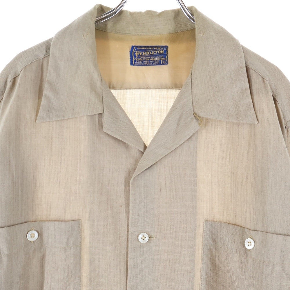 PENDLETON(ペンドルトン) 50S VINTAGE WOOL L/S SHIRT ビンテージ ウール 長袖シャツ ソリット ブラウン