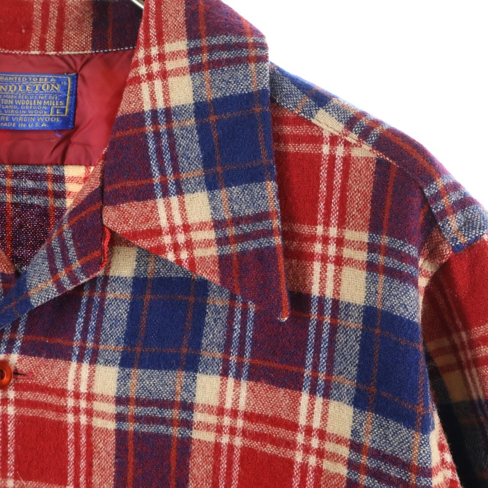 PENDLETON(ペンドルトン) 70S VINTAGE WOOL L/S CHECK SHIRT ヴィンテージ ウール 長袖シャツ レッド/ブルー