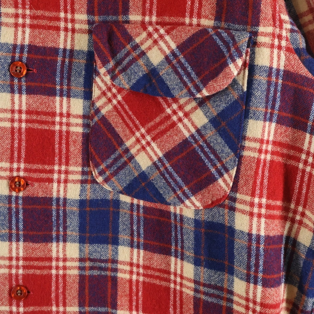 PENDLETON(ペンドルトン) 70S VINTAGE WOOL L/S CHECK SHIRT ヴィンテージ ウール 長袖シャツ レッド/ブルー