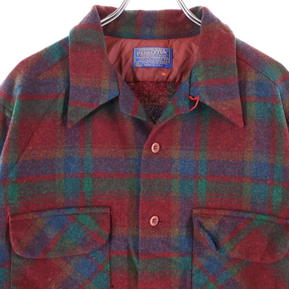 PENDLETON(ペンドルトン) 70S VINTAGE WOOL L/S CHECK SHIRT ヴィンテージ ウール 長袖シャツ レッド/グリーン/ブラウン