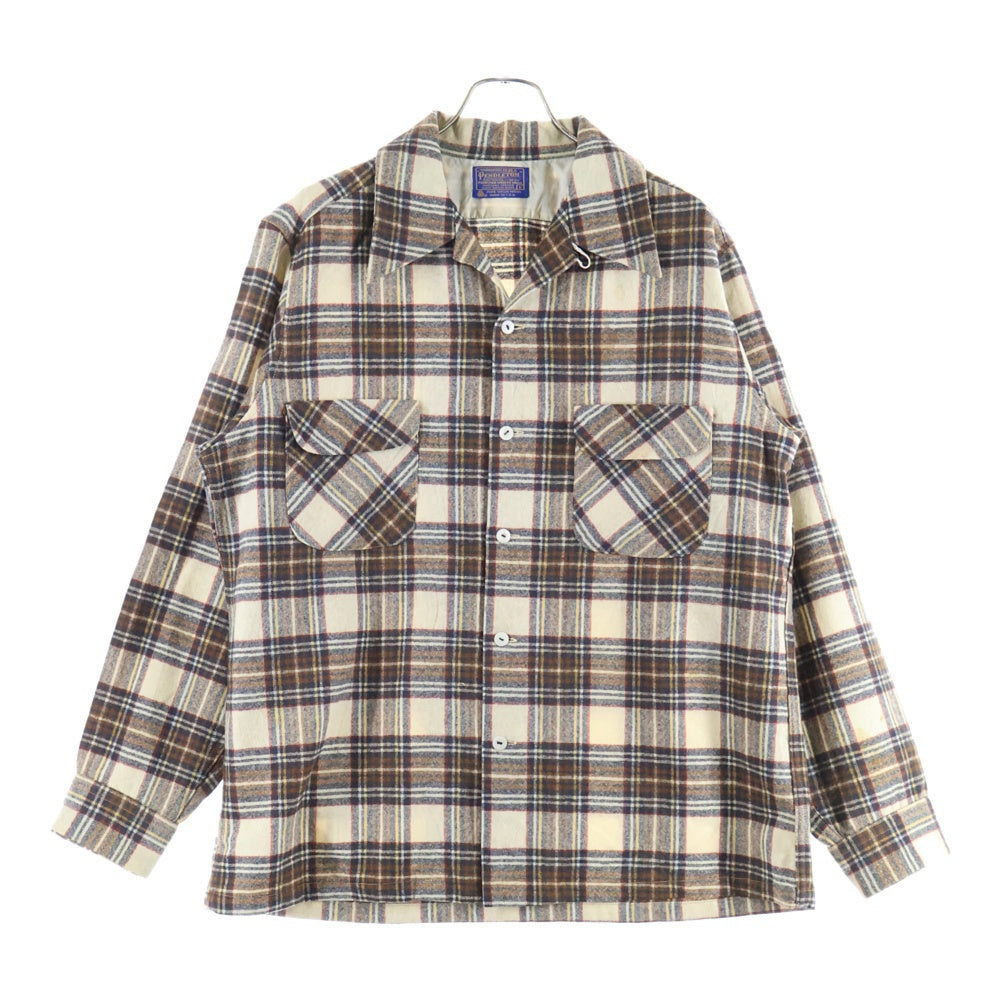 PENDLETON(ペンドルトン) 70S VINTAGE WOOL L/S CHESK SHIRT ヴィンテージ ウール 長袖シャツ ブラウン/ネイビー