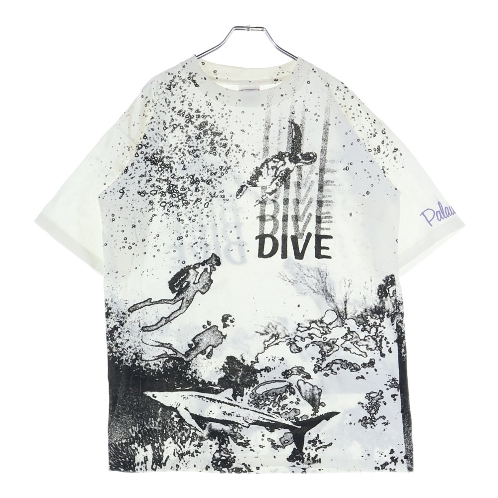 VINTAGE(ヴィンテージ) 90s PALAU ISLAND 90s OVERPRINT T-SHIRT DIVE JAWS 総柄プリントTシャツ ホワイト