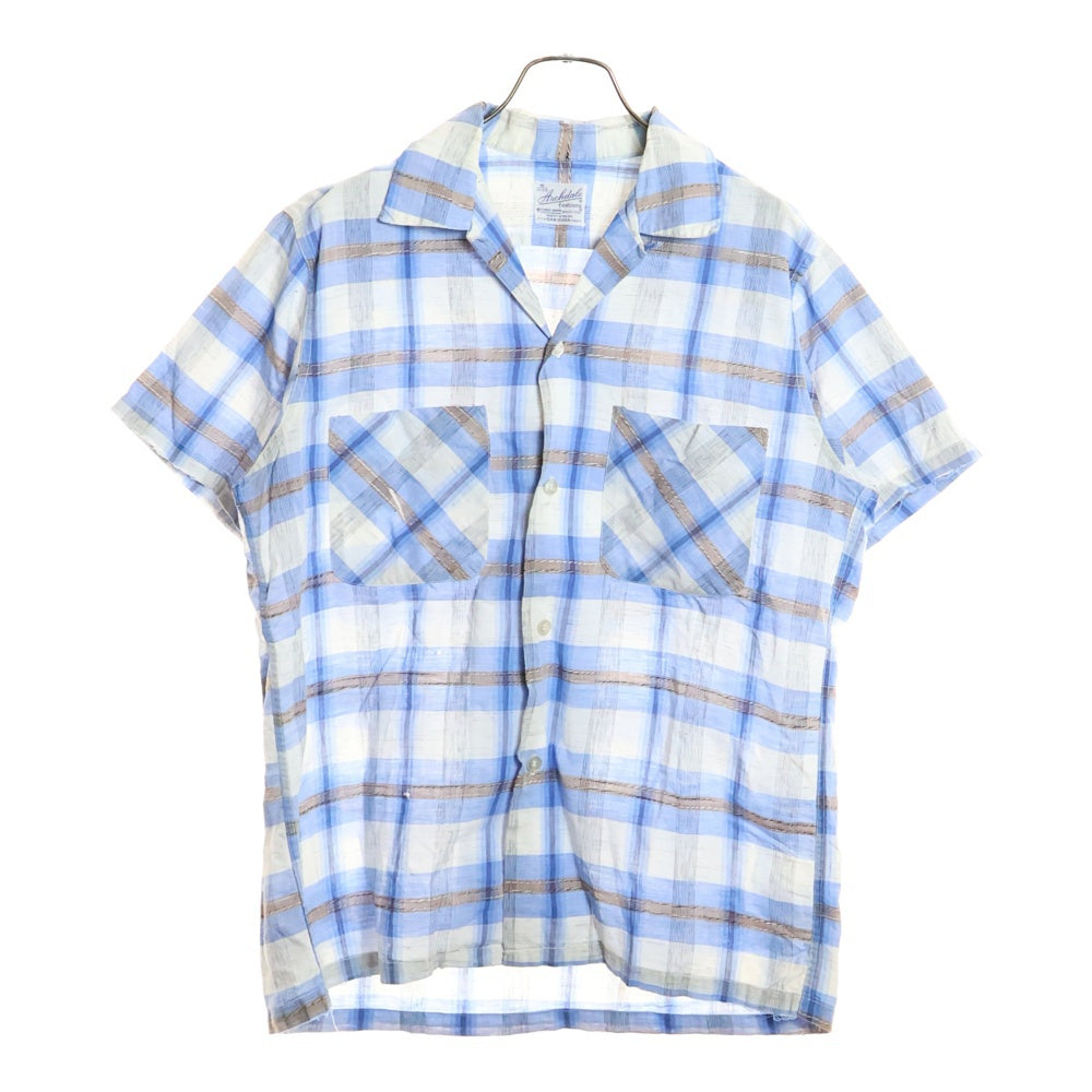 VINTAGE(ヴィンテージ) 60s Archdale Fashions オープンカラー 半袖シャツ ブルー/ホワイト