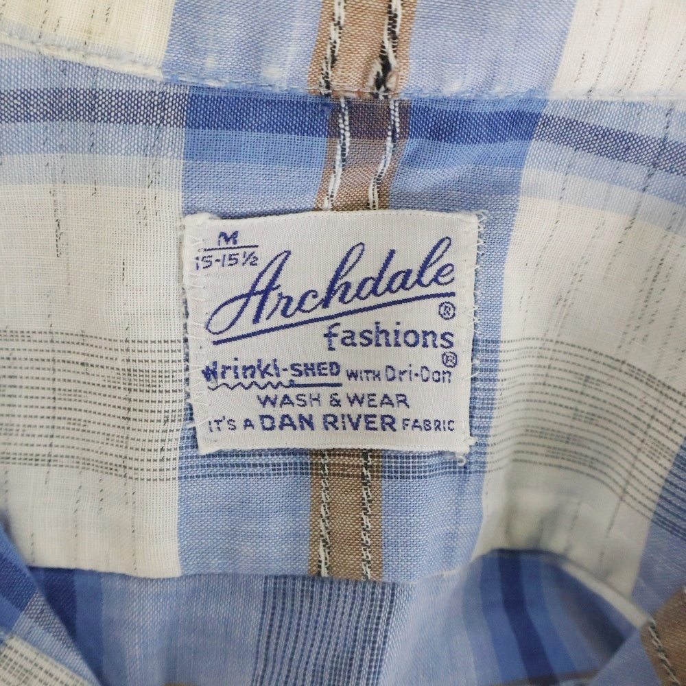 VINTAGE(ヴィンテージ) 60s Archdale Fashions オープンカラー 半袖シャツ ブルー/ホワイト