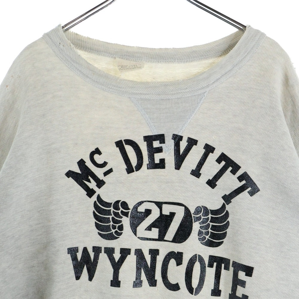 VINTAGE(ヴィンテージ) 50-60s Wilson 3段 前V クルーネックスウェット 長袖トレーナー グレー