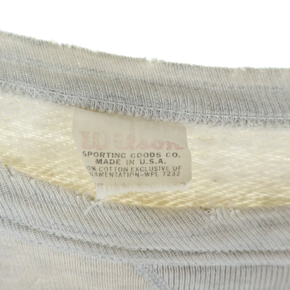 VINTAGE(ヴィンテージ) 50-60s Wilson 3段 前V クルーネックスウェット 長袖トレーナー グレー