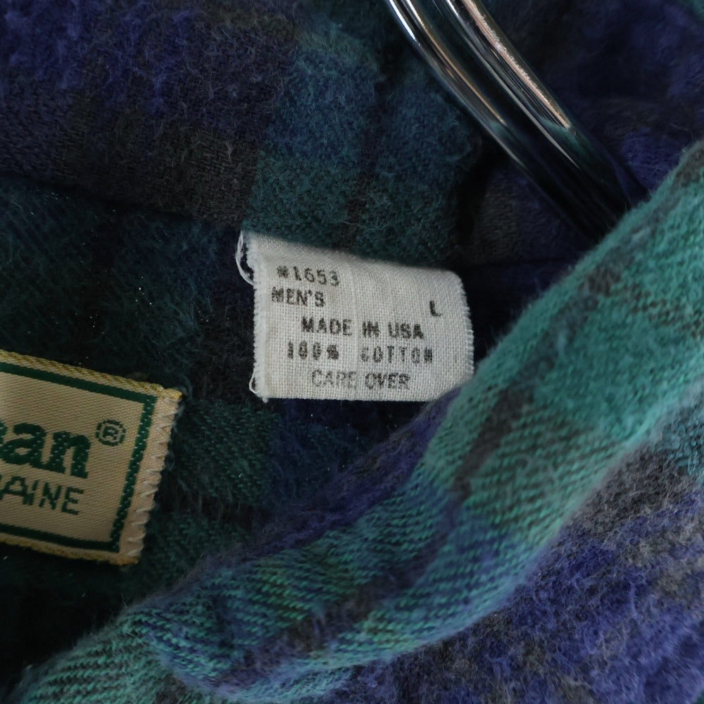 L.L.Bean(エルエルビーン) 70-80S BLACKWATCH L/S SHIRT USA製 ブラックウォッチ 長袖 チェック シャツ グリーン/ブルー